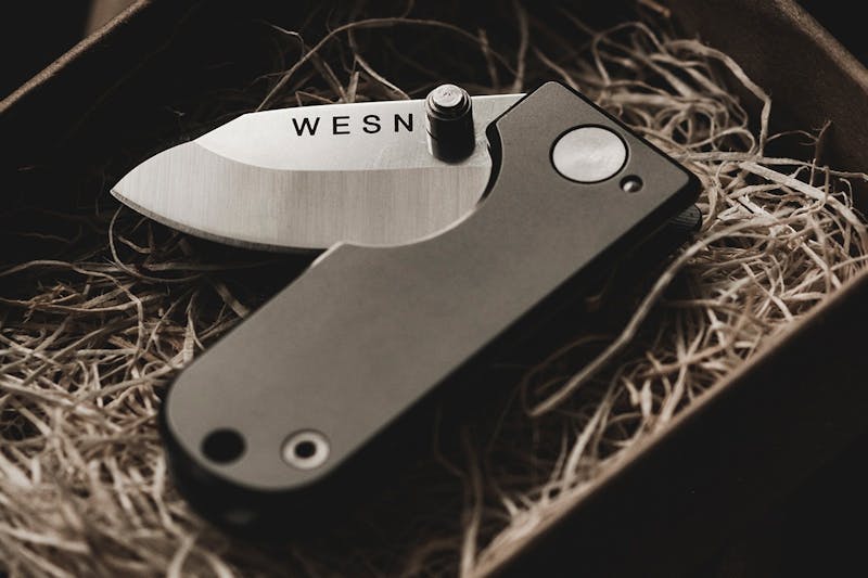 Wesn Goods QR Titanium Keychain Attachment, Black - KnifeCenter - WESN031