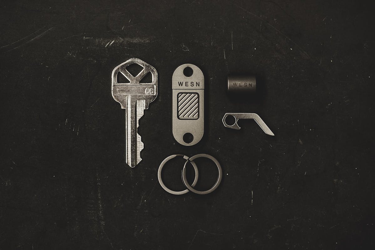 Wesn Goods QR Titanium Keychain Attachment, Black - KnifeCenter - WESN031