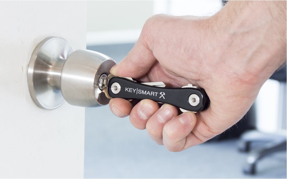 KeySmart Original Compact Key Holder and Keychain Organizer - Aluminum  Black 